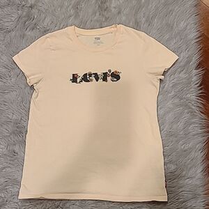 Levi's‎ womens peach cotton logo floral tshirt size small